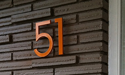 modern house numbers in orange
